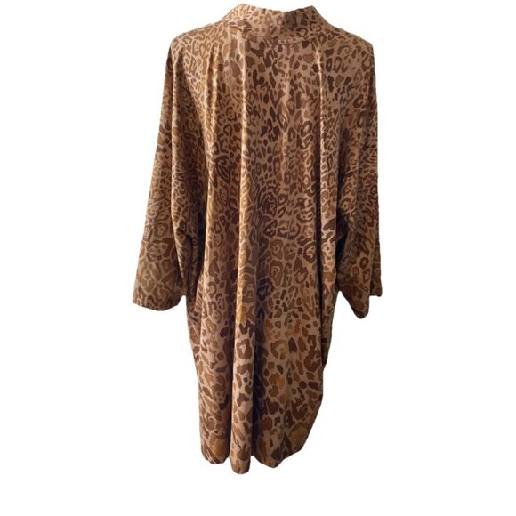 Isaac Mizrahi Live Size 2X Brown Cheetah Animal Print Open Cardigan Pockets - Picture 2 of 6